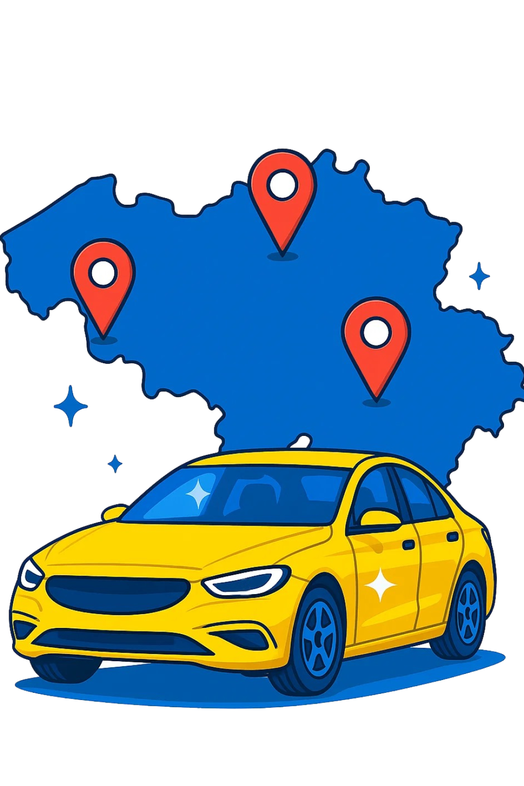 Carte Belgique avec voiture